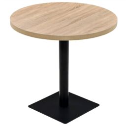 Berkfield Home Bistro Table MDF & Steel Round 80x75 cm Oak Colour in Beige - thumbnail 2