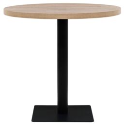 Berkfield Home Bistro Table MDF & Steel Round 80x75 cm Oak Colour in Beige - thumbnail 3