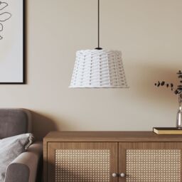 Berkfield Home Ceiling Lamp Shade White √ò38x23 cm Wicker - Size: 38x23 cm