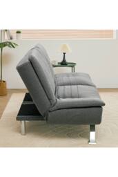Living and Home Linen Grey Sofa Bed - thumbnail 4