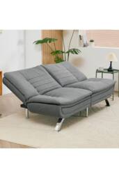 Living and Home Linen Grey Sofa Bed - thumbnail 5