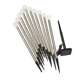mysmartbuy Set of 10 Solar Powered Glow Ball Garden Pathway Stake Lights in Silver - thumbnail 3