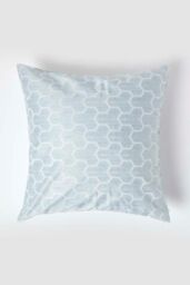 Homescapes Geometric Jacquard Cushion Cover in Blue - Size: 60 cm x 60 cm