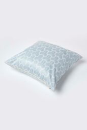 Homescapes Geometric Jacquard Cushion Cover in Blue - Size: 60 cm x 60 cm - thumbnail 4