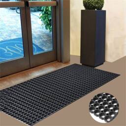 Nordara 3X Large Industrial Non‑Slip Rubber Ring Door Mat Outdoor in Black - Size: 100 cm x 110 cm - thumbnail 5