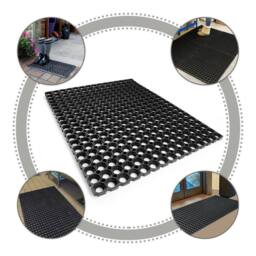 Nordara 3X Large Industrial Non‑Slip Rubber Ring Door Mat Outdoor in Black - Size: 100 cm x 110 cm - thumbnail 3