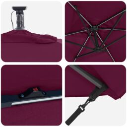 Berkfield Home Cantilever Banana Parasol Bordeaux red 294 x 200 x 254 cm - thumbnail 7