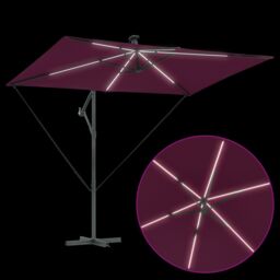 Berkfield Home Cantilever Banana Parasol Bordeaux red 294 x 200 x 254 cm - thumbnail 9