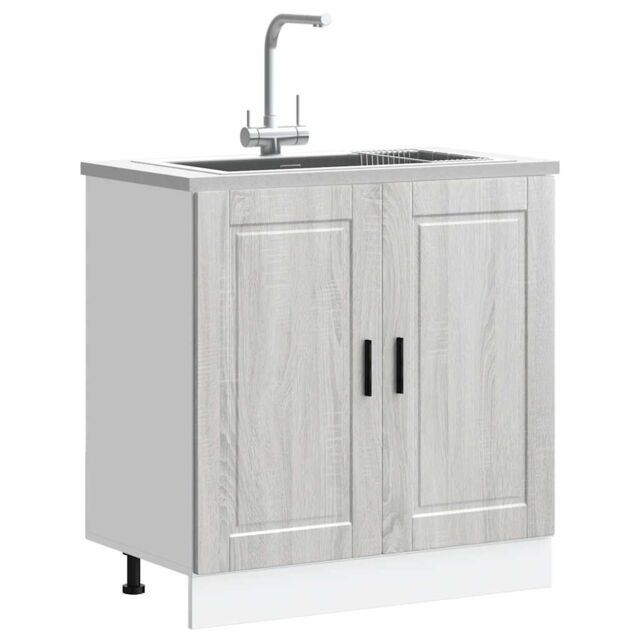 "Berkfield Home Sink Base Cabinet¬†""Porto"" Grey Sonoma 80x46x81.5 cm¬†Engineered Wood - Size: 80x46x81.5 cm" - image 1