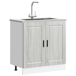 "Berkfield Home Sink Base Cabinet¬†""Porto"" Grey Sonoma 80x46x81.5 cm¬†Engineered Wood - Size: 80x46x81.5 cm" - thumbnail 1