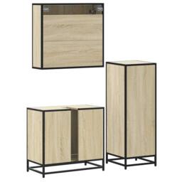 Berkfield Home 3 Piece Bathroom Furniture Set Sonoma Oak Engineered Wood in Light Tan - thumbnail 7