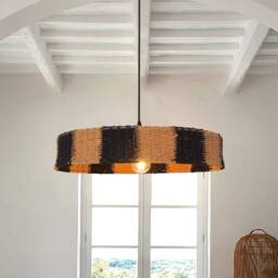 Living and Home Handwoven Paper Rope Pendant Light for a Warm Modern Glow - thumbnail 4