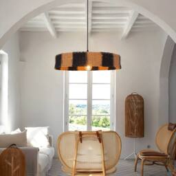 Living and Home Handwoven Paper Rope Pendant Light for a Warm Modern Glow - thumbnail 2