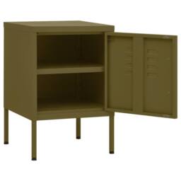 Berkfield Home Nightstand Olive Green 35x35x51 cm Steel - Size: 35 x 35 x 51 cm - thumbnail 4