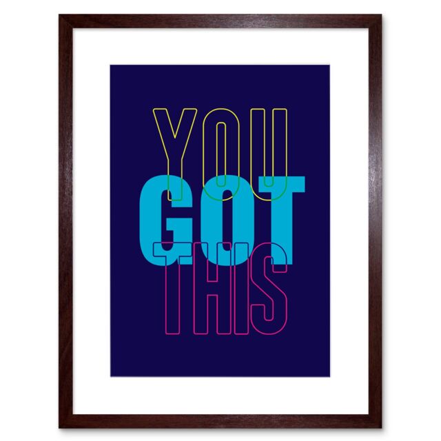 "Artery8 Wall Art Print Positivity You Got This Typography Framed in Brown - Size: W7"" x H9""" - image 1