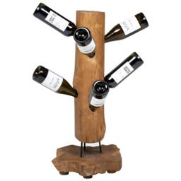 Berkfield Home Wine Rack for 8 Bottles 40x30x80 cm Solid Teak Wood in Brown - Size: 40 x 30 x 80 cm - thumbnail 2