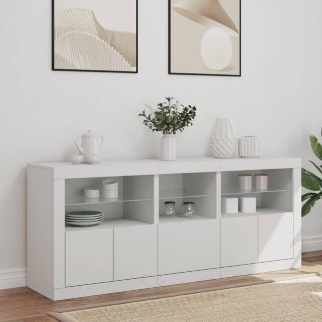 Berkfield Home Sideboard with LED Lights White 162x37x67 cm - Size: 162 x 37 x 67 cm - image 1