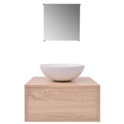Berkfield Home Four Piece Bathroom Furniture Set with Basin with Tap Beige - thumbnail 4