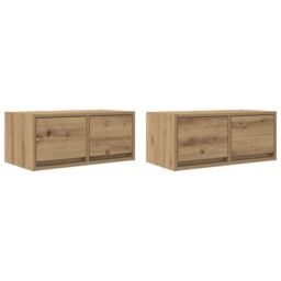 Berkfield Home TV Cabinets 2 pcs Artisan Oak 60x31x25.5 cm Engineered Wood in Brown - thumbnail 2