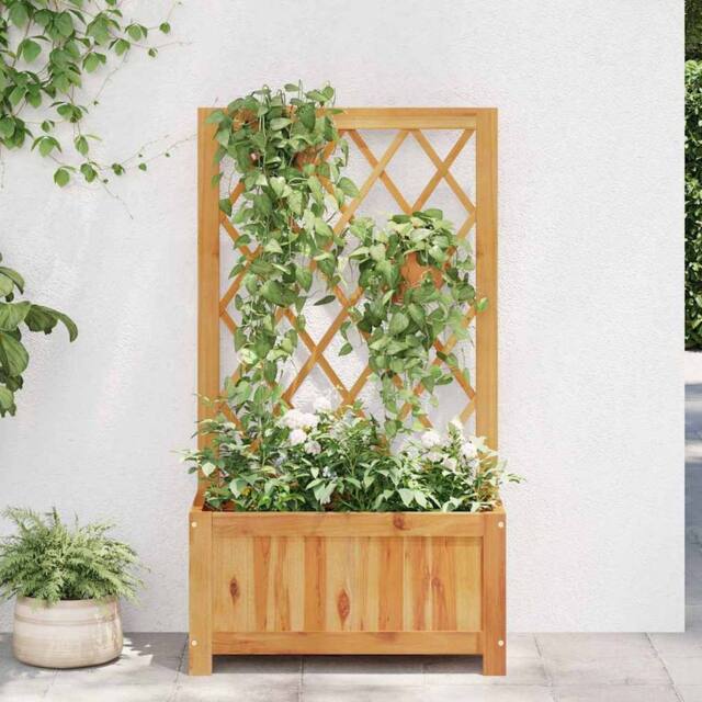 Berkfield Home Garden Raised Bed with Trellis Solid Acacia Wood in Brown - image 1