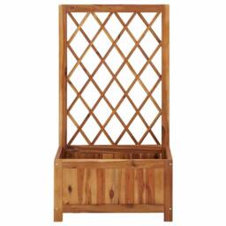 Berkfield Home Garden Raised Bed with Trellis Solid Acacia Wood in Brown - thumbnail 4