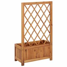 Berkfield Home Garden Raised Bed with Trellis Solid Acacia Wood in Brown - thumbnail 6