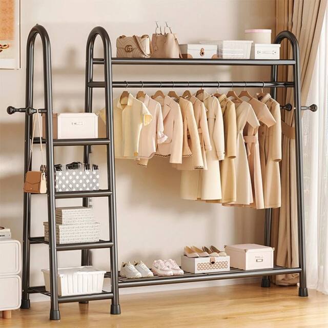 Kelvenix Heavy Duty Double Clothes Rail Rack Garment Hanging Stand in Black - image 1