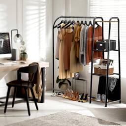 Kelvenix Heavy Duty Double Clothes Rail Rack Garment Hanging Stand in Black - thumbnail 4