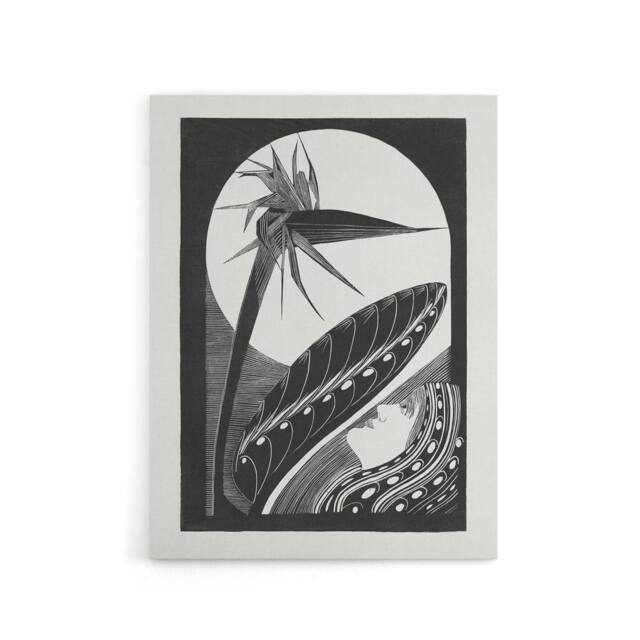 "Artery8 Strelitzia Overblown & Full Moon De Mesquita Canvas Wall Art Print in White - Size: W24"" x H32""" - image 1