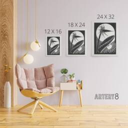 "Artery8 Strelitzia Overblown & Full Moon De Mesquita Canvas Wall Art Print in White - Size: W24"" x H32""" - thumbnail 4