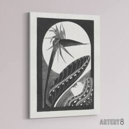 "Artery8 Strelitzia Overblown & Full Moon De Mesquita Canvas Wall Art Print in White - Size: W24"" x H32""" - thumbnail 2