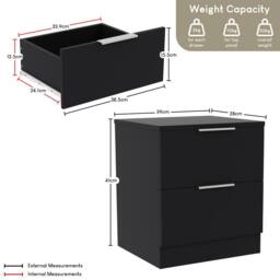 HD Designs Trega 4Pc Bedroom Set(2Dr Bedsidex2, 4Dr Chest, Wardrobe) in Black - thumbnail 2