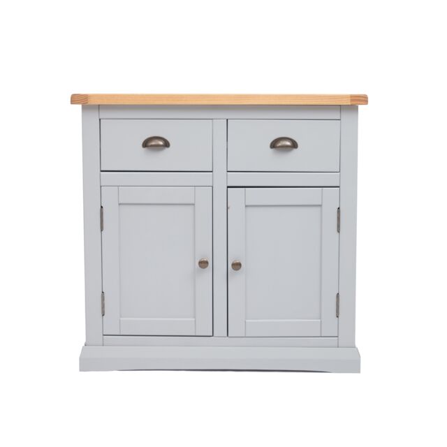 Cabinet Bits Loreo Light Grey 2 Drawer 2 Door Sideboard Brass Cup Handle - image 1