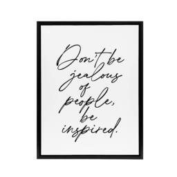 "Artery8 Don't Be Jealous Be Inspired Black White Simple Framed Canvas Art - Size: W12"" x H16""" - thumbnail 1