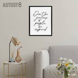 "Artery8 Don't Be Jealous Be Inspired Black White Simple Framed Canvas Art - Size: W12"" x H16""" - thumbnail 3