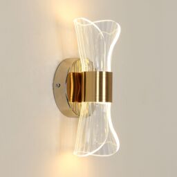 Pheashine Modern Gold Acrylic Wall Sconce 12W 3-Color Bedside Light - thumbnail 2