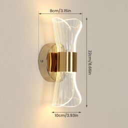 Pheashine Modern Gold Acrylic Wall Sconce 12W 3-Color Bedside Light - thumbnail 6