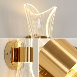 Pheashine Modern Gold Acrylic Wall Sconce 12W 3-Color Bedside Light - thumbnail 3