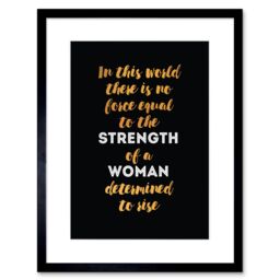 "Artery8 Wall Art Print Woman Strength Determined Gold Framed in Black - Size: W7"" x H9""" - thumbnail 1