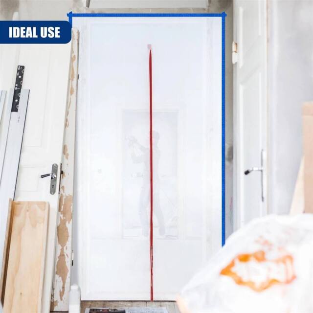 EONLION Door Dust Barrier Cover with Zip, Reusable Plastic Sheet in White - Size: 100 cm - image 1
