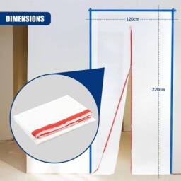 EONLION Door Dust Barrier Cover with Zip, Reusable Plastic Sheet in White - Size: 100 cm - thumbnail 2