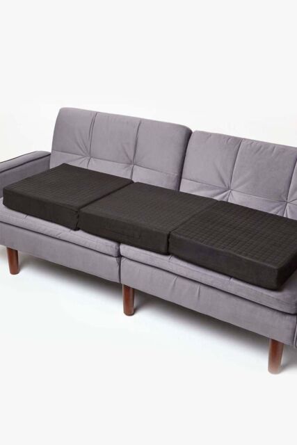 Homescapes Suede Orthopaedic Foam 3 Seater Booster Cushion in Black - image 1
