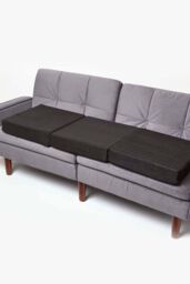 Homescapes Suede Orthopaedic Foam 3 Seater Booster Cushion in Black