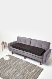 Homescapes Suede Orthopaedic Foam 3 Seater Booster Cushion in Black - thumbnail 5