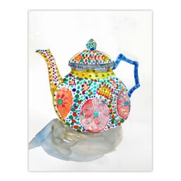 "Artery8 Teapot Colourful Patterns Watercolour Folk Art Wall Art Print - Size: W24"" x H32""" - thumbnail 1