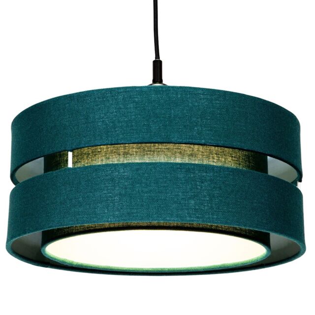 Happy Homewares Contemporary Linen Fabric Triple Tier Ceiling Pendant Light Shade in Dark Green - Size: 10 inches - image 1
