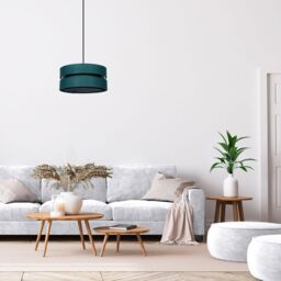 Happy Homewares Contemporary Linen Fabric Triple Tier Ceiling Pendant Light Shade in Dark Green - Size: 10 inches - thumbnail 5