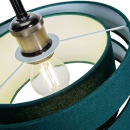 Happy Homewares Contemporary Linen Fabric Triple Tier Ceiling Pendant Light Shade in Dark Green - Size: 10 inches - thumbnail 3