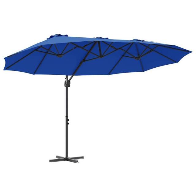 Berkfield Home Garden Cantilever Parasol Azure blue 372 x 198 x 253 cm - image 1