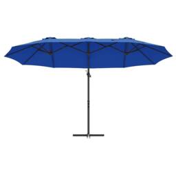 Berkfield Home Garden Cantilever Parasol Azure blue 372 x 198 x 253 cm - thumbnail 5